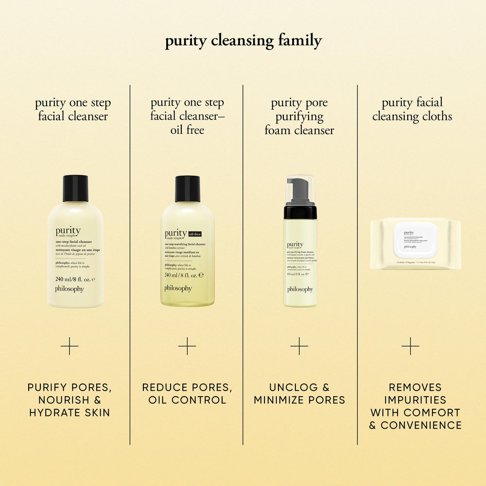 Philosophy Purity Made Simple cleanser on counter highlights the 22oz value pack