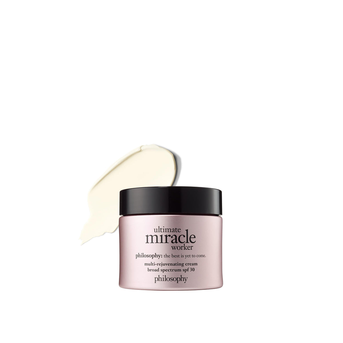 Philosophy Ultimate Miracle Worker bottle front, suggesting firmer, more radiant skin.