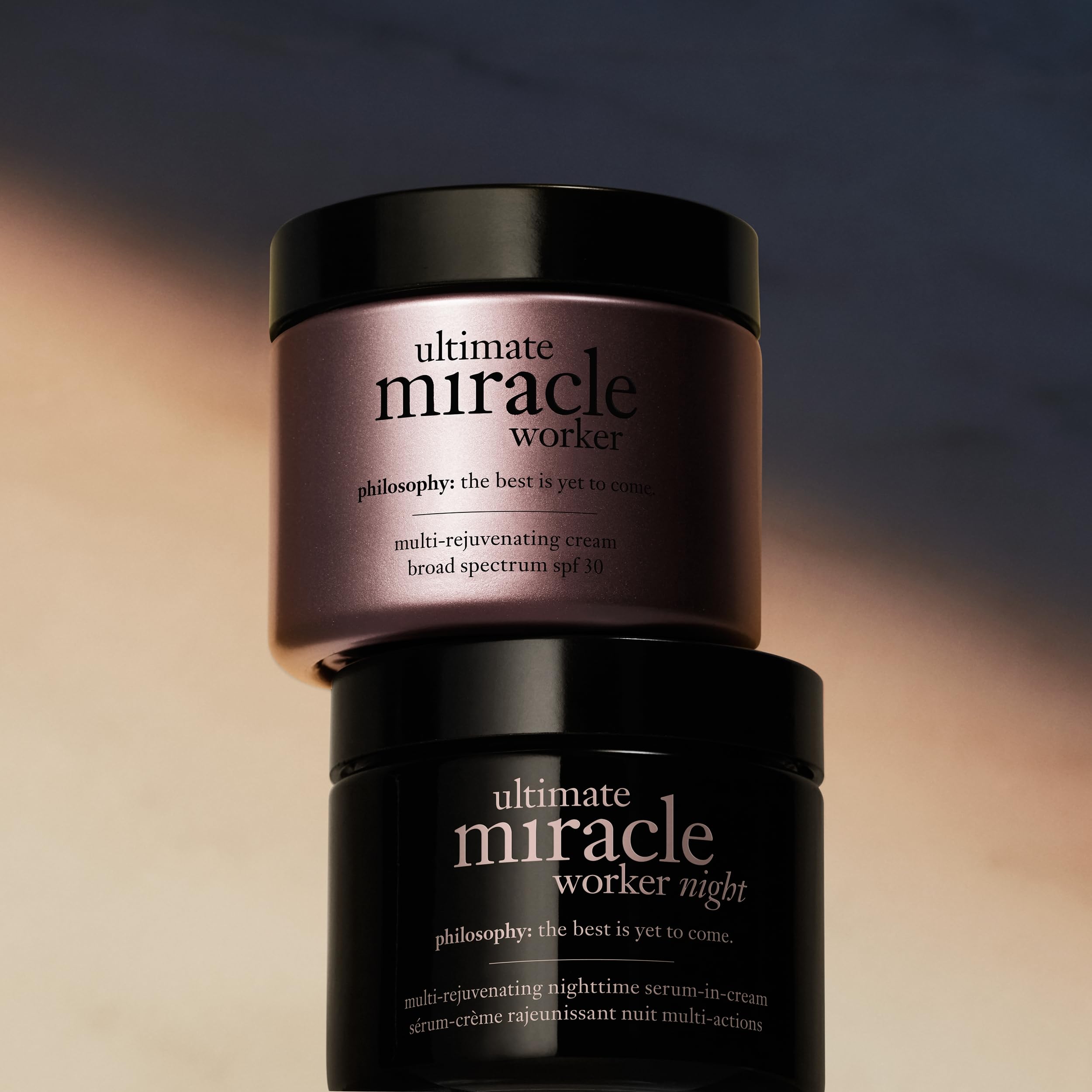 Close-up of ingredients graphic for Philosophy Ultimate Miracle Worker with retinol and SPF.