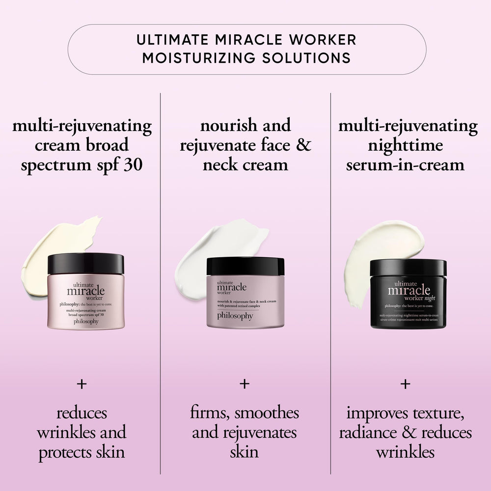 Philosophy Ultimate Miracle Worker SPF-30 label for daytime protection.