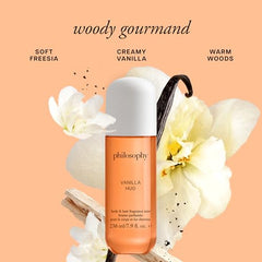 philosophy Vanilla Hug mist spray shown in action for quick refresh