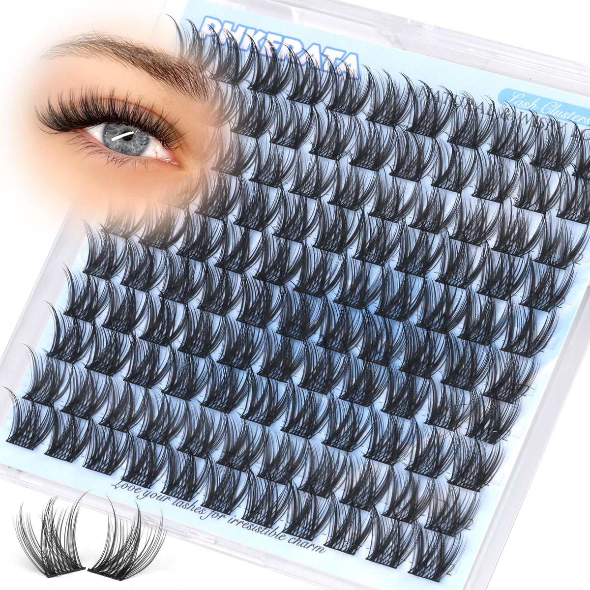 PHKERATA 12mm wispy lash clusters pack for natural daily lift.