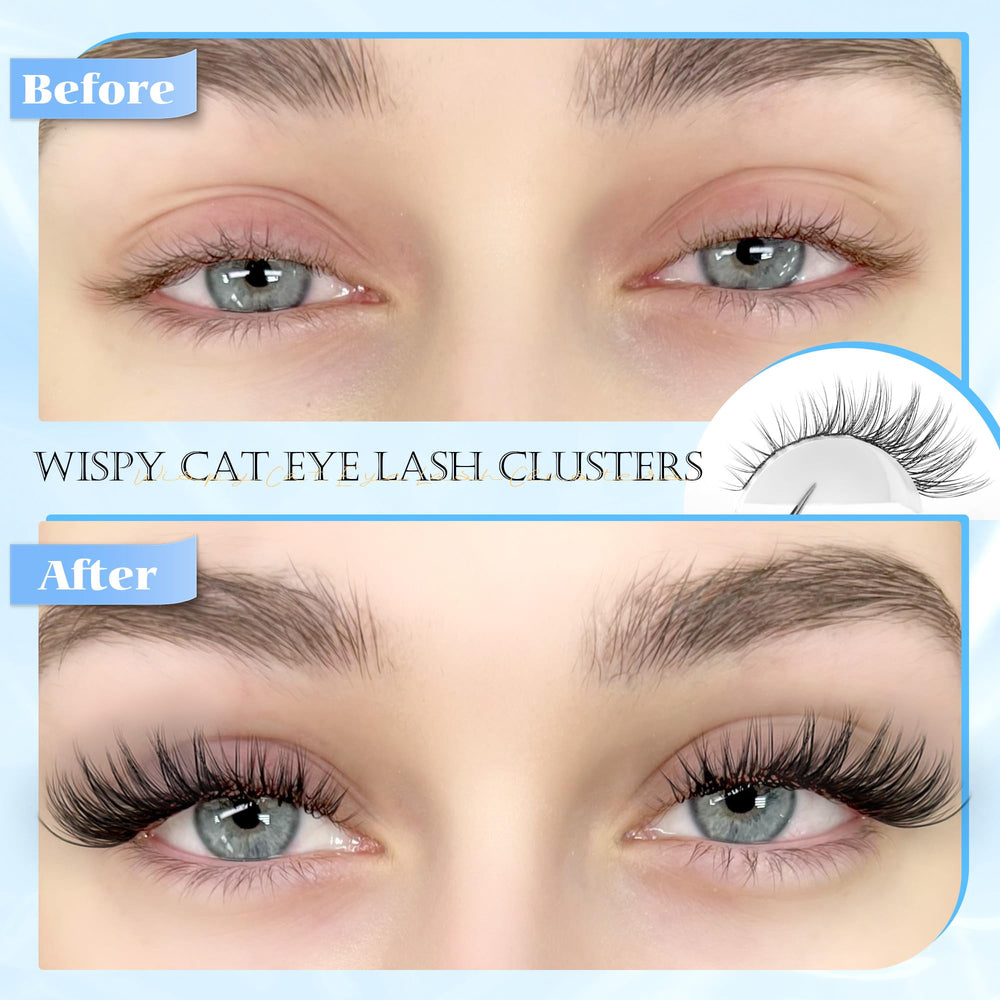 PHKERATA cat-eye look with lightweight lash clusters for beginners.