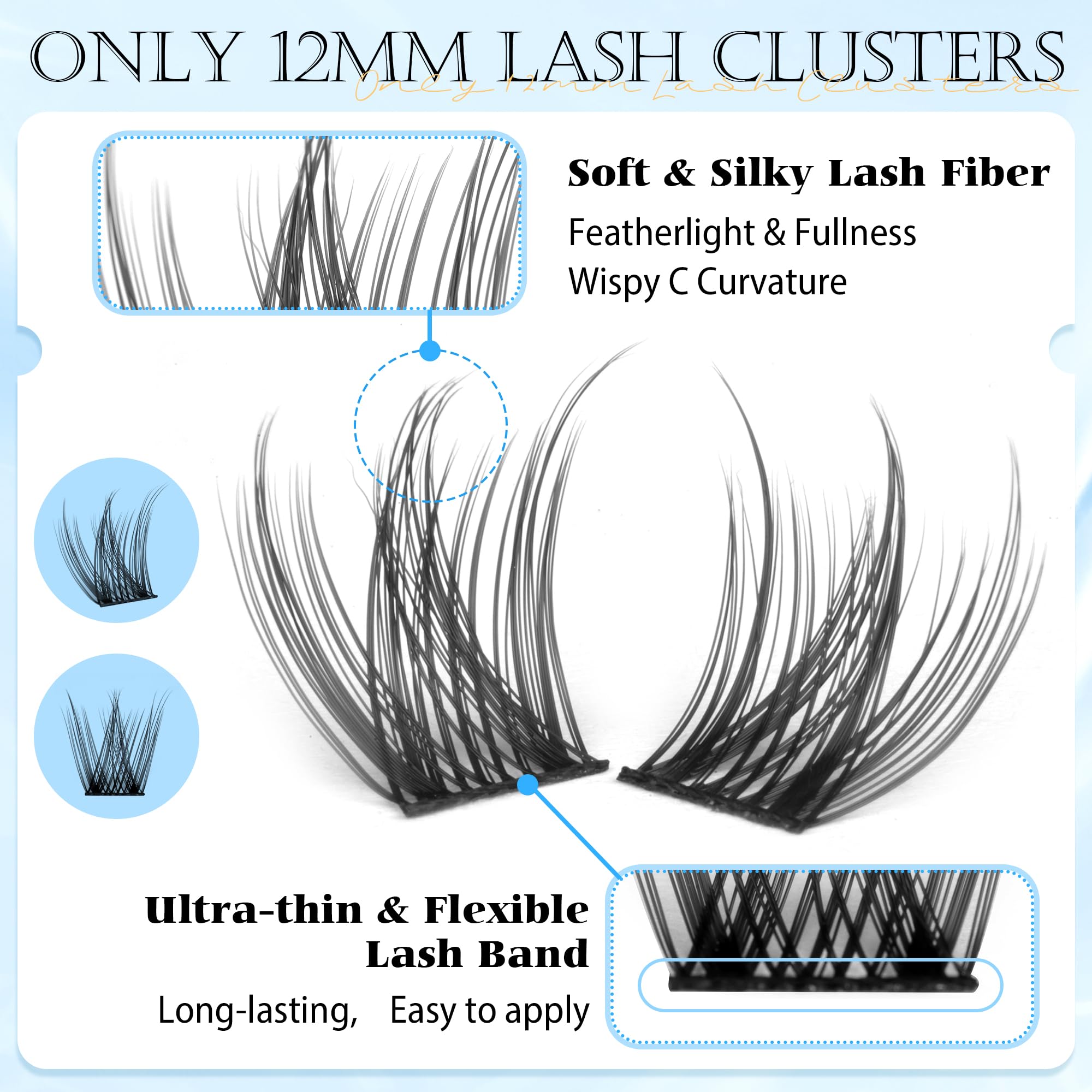 PHKERATA detailed fiber lashes closeup for soft natural blend.