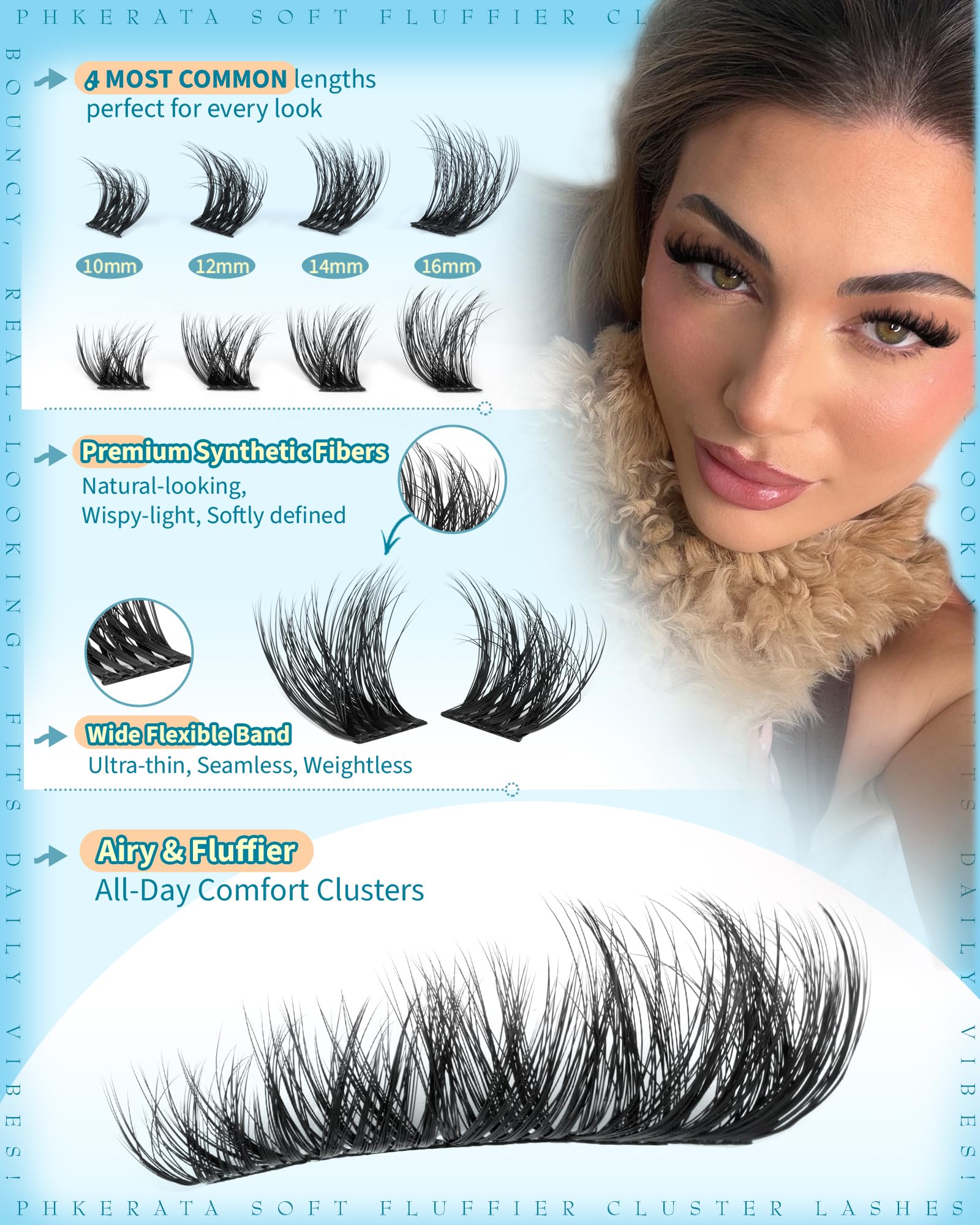 PHKERATA DIY lash extensions with soft band for easy application at home.