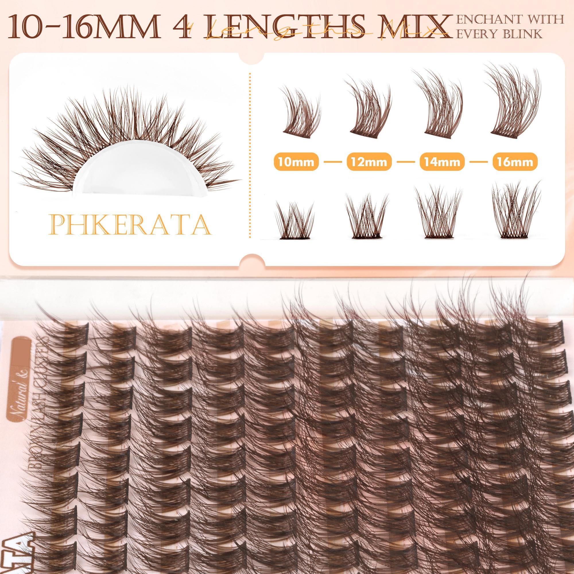 PHKERATA easy-application brown lash clusters for DIY use