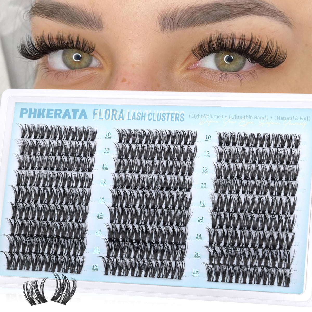 PHKERATA Flora Lash Clusters 162pcs for long-lasting subtle volume