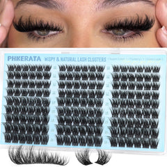 PHKERATA fluffy lash clusters with wispy natural C curl for dimensional volume.