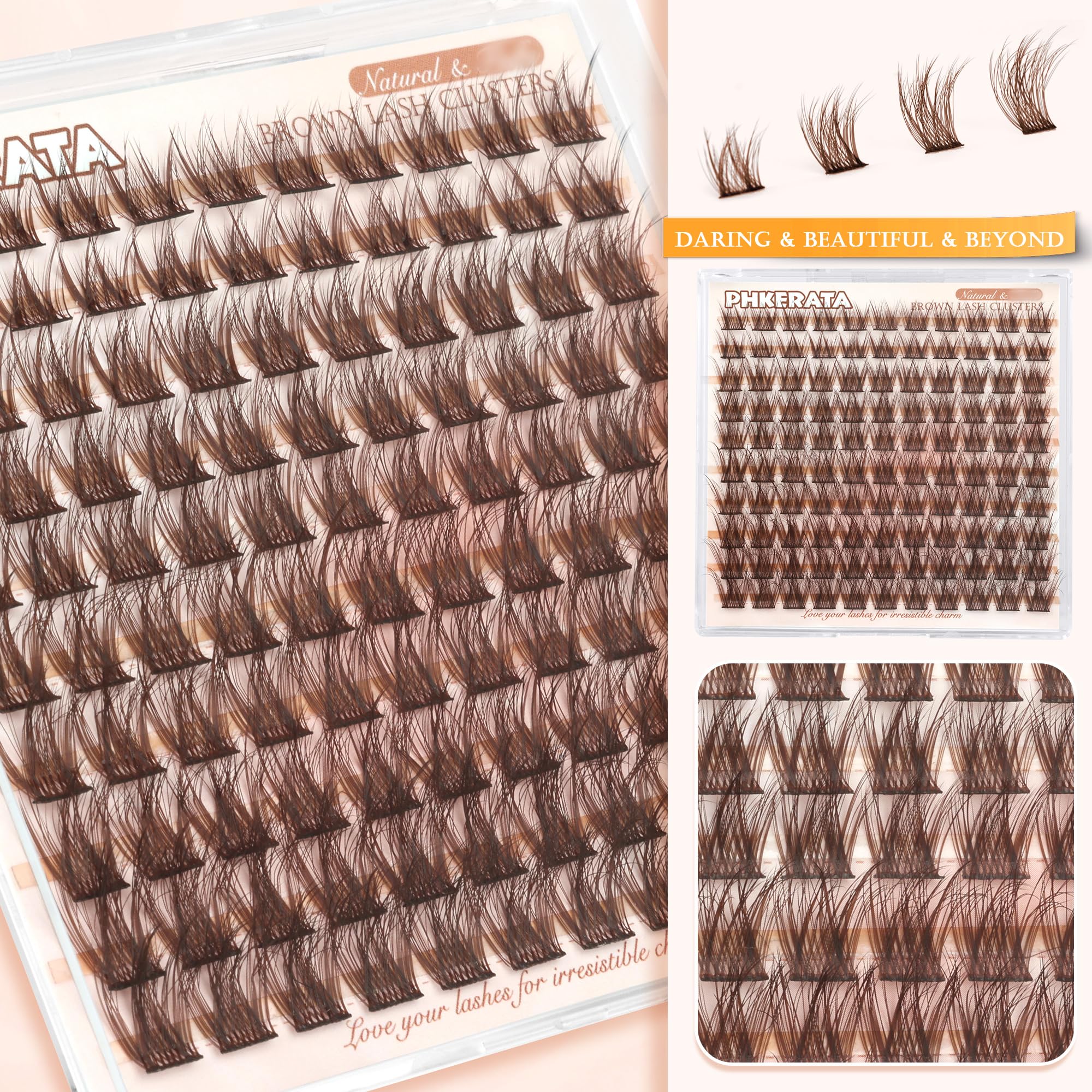 PHKERATA fuller-look brown lash clusters for balanced glamour