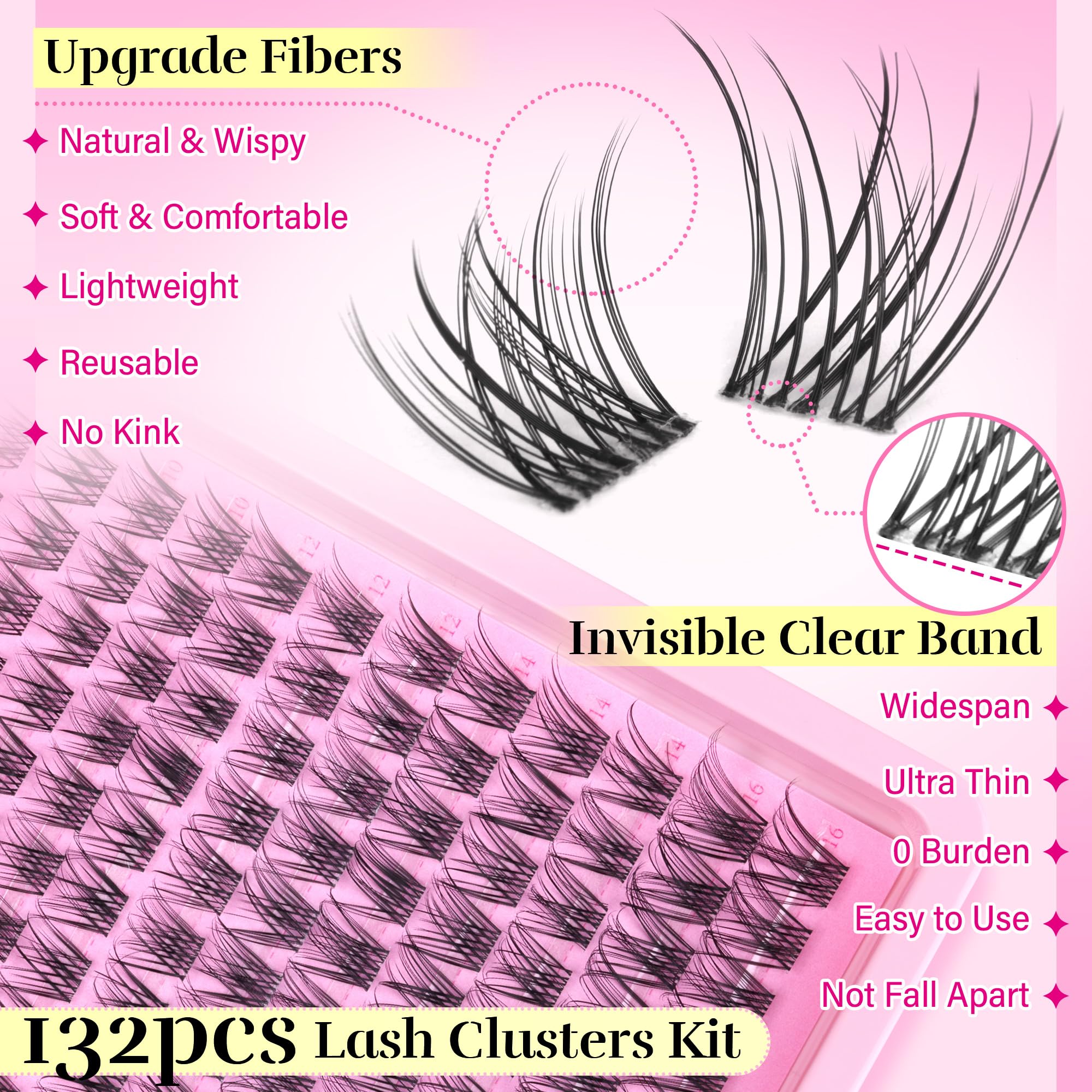 PHKERATA invisible band clusters blending with lashes for a barely-there look.