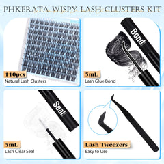 PHKERATA lash clusters 10–16mm range for versatile daily styles