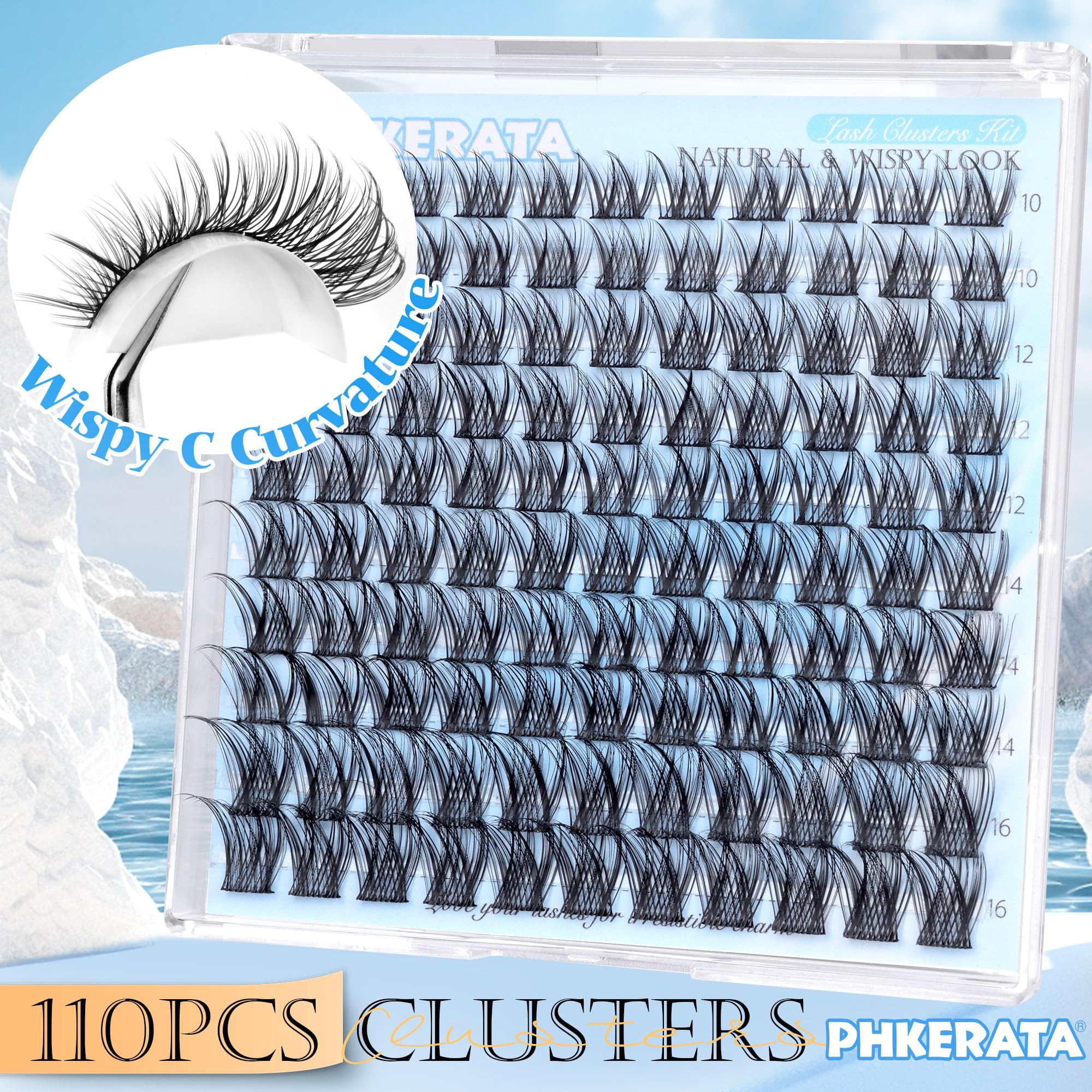 PHKERATA lash clusters kit bundle including glue for DIY lashes