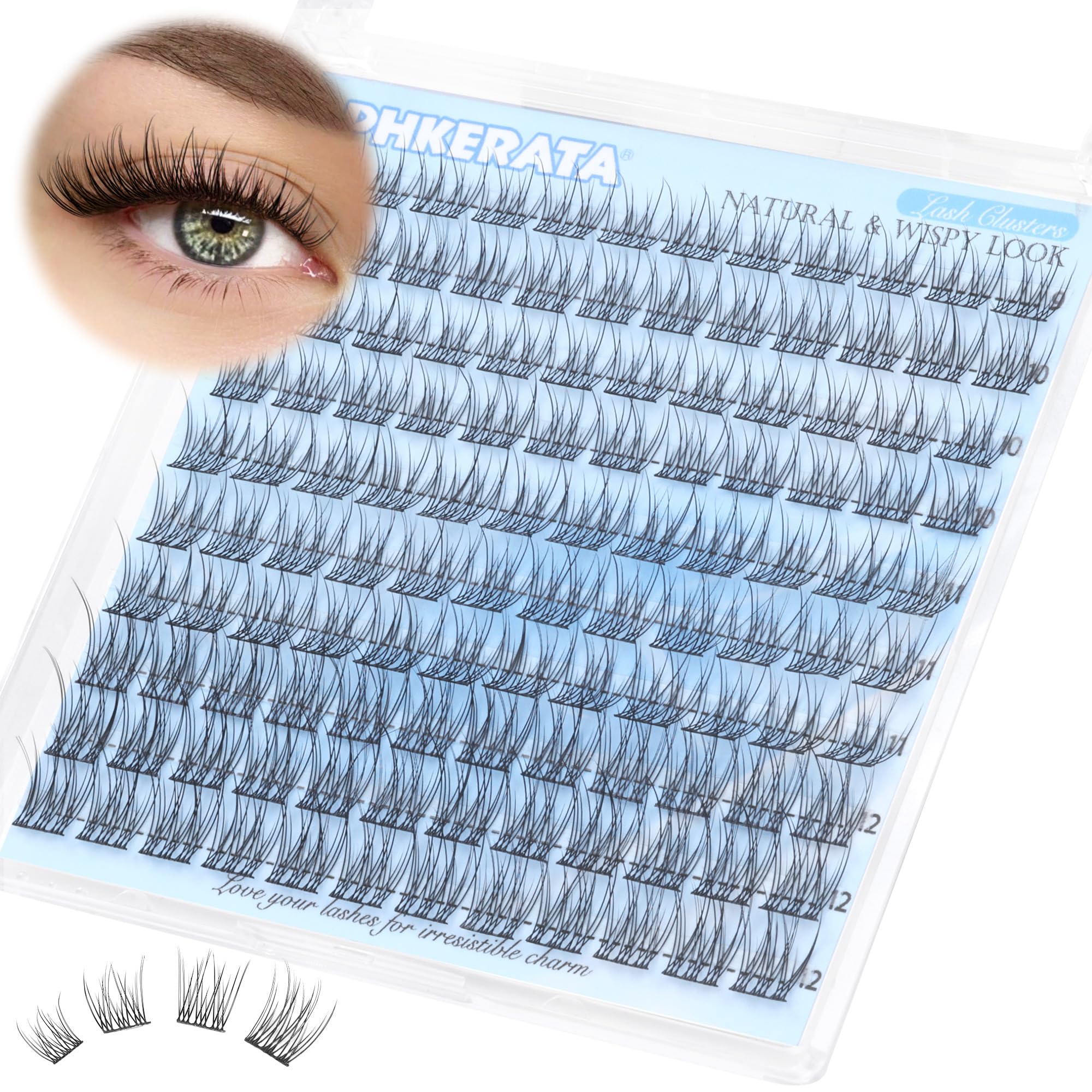 PHKERATA lash clusters pack with 120 pieces for versatile DIY looks.