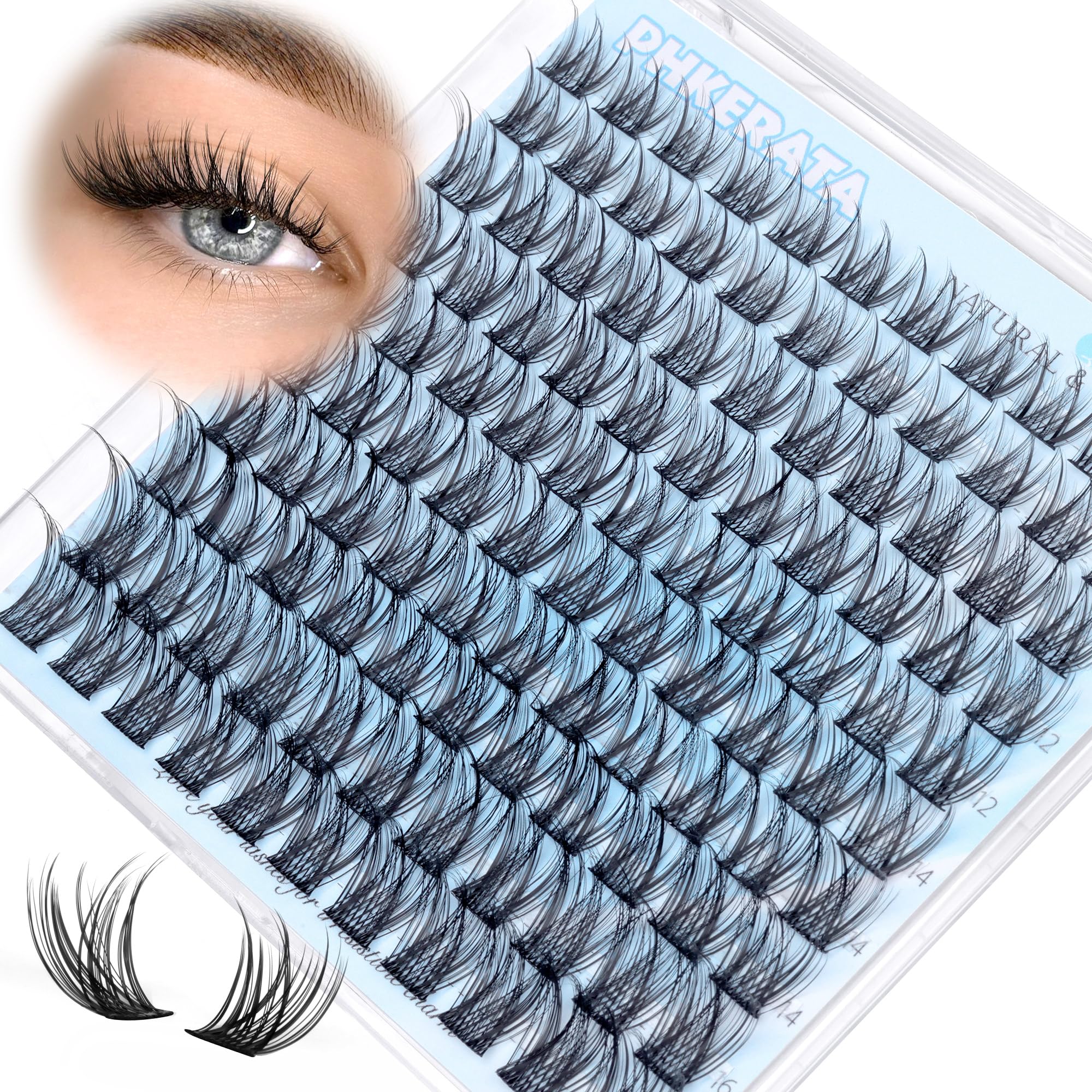PHKERATA natural lash clusters with wispy band for a seamless, natural look.