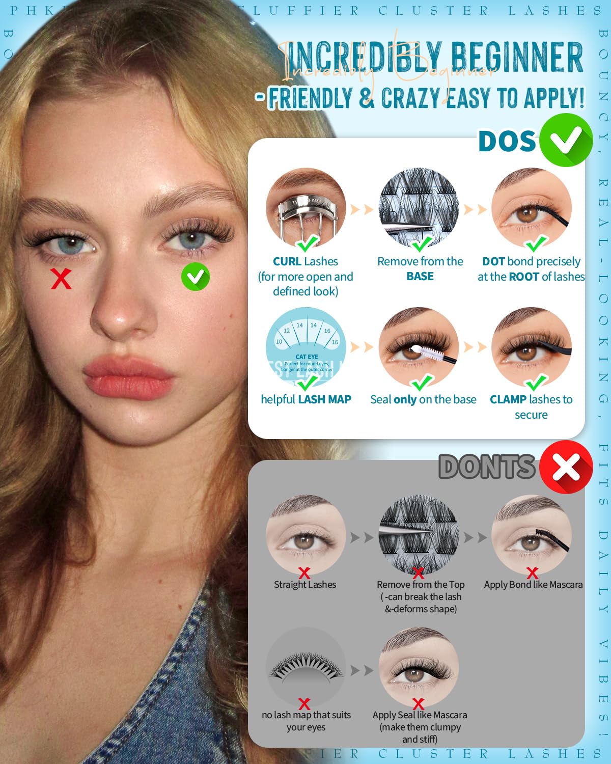 PHKERATA ultra-thin band provides comfortable wear along the lash line.