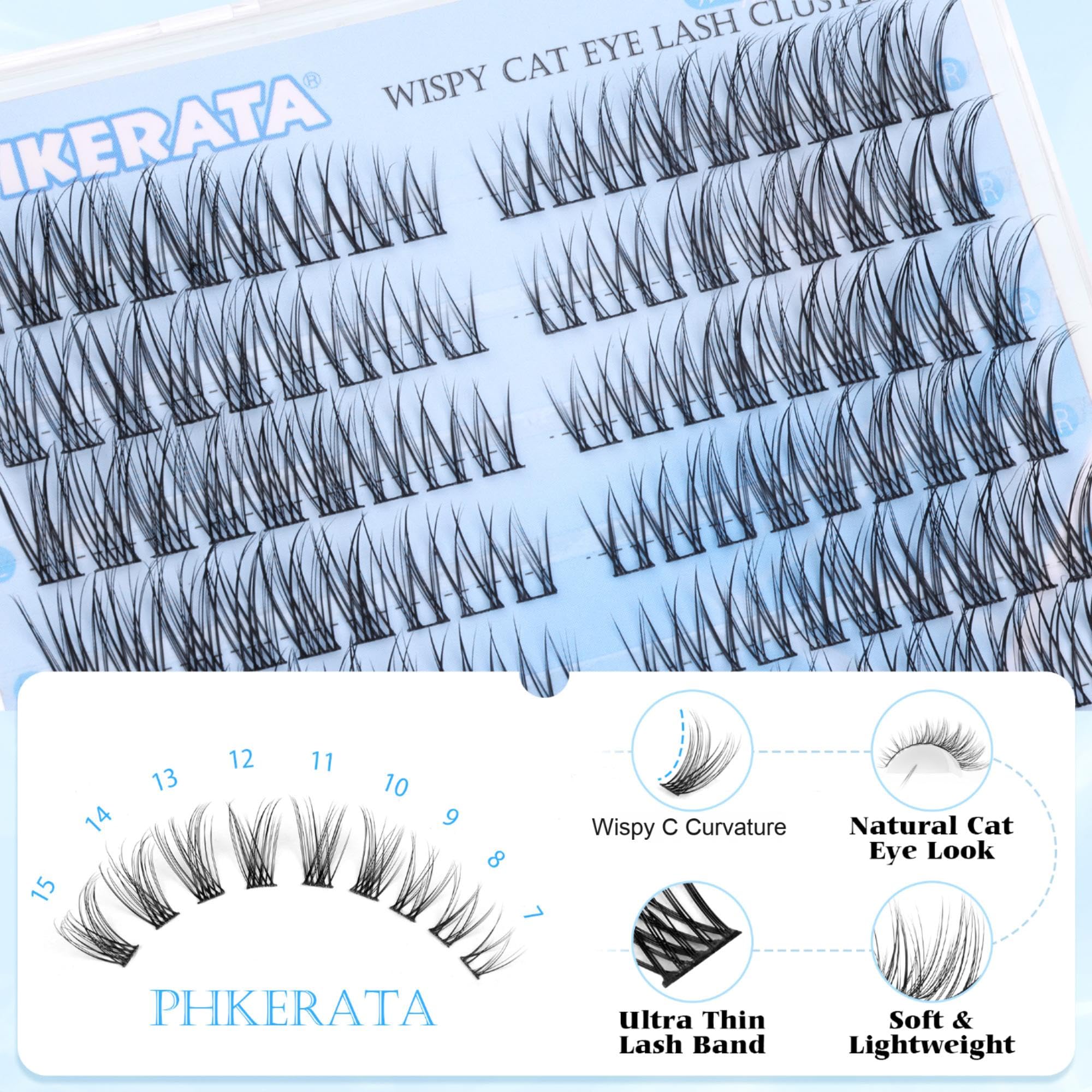 PHKERATA ultra-thin lash band for comfortable all-day wear.