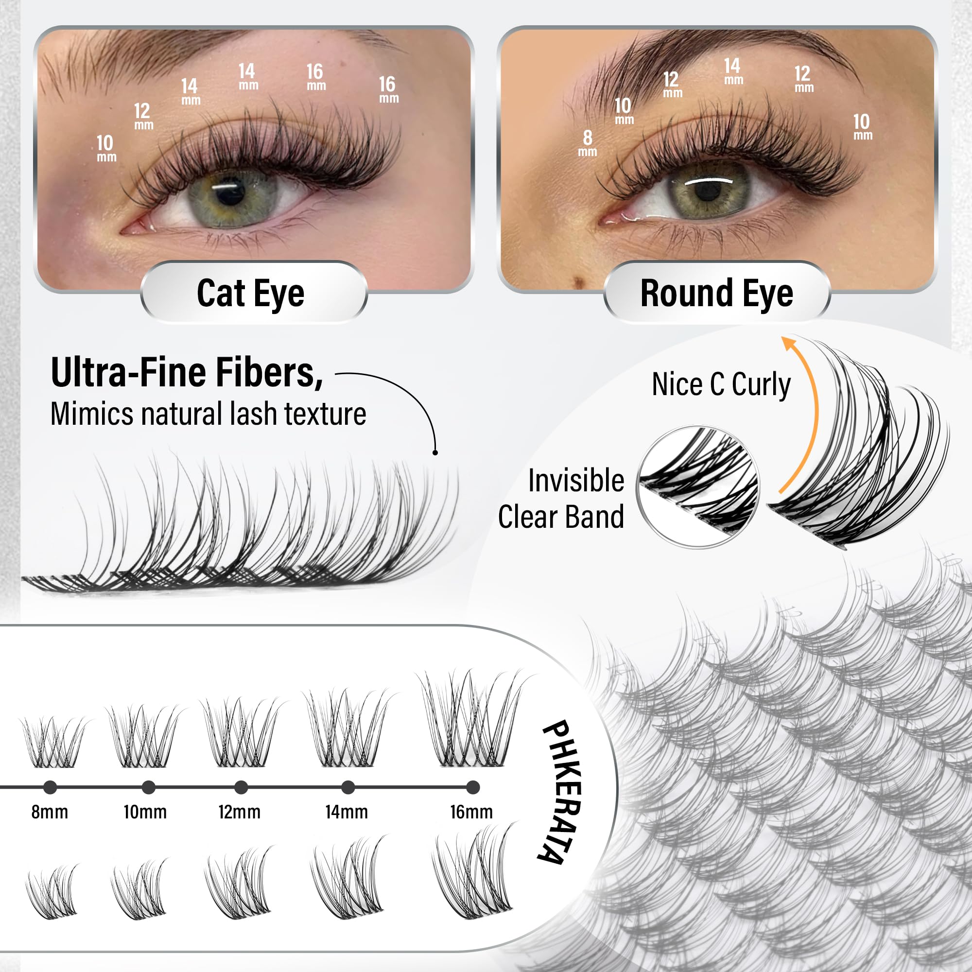 PHKERATA Velure Lash Clusters wispy texture adds natural definition