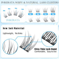 PHKERATA wispy cluster lashes 9–12 mm create a natural, seamless eye enhancement.
