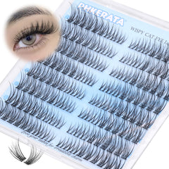 PHKERATA wispy lash clusters 7–15 mm for natural cat-eye look.
