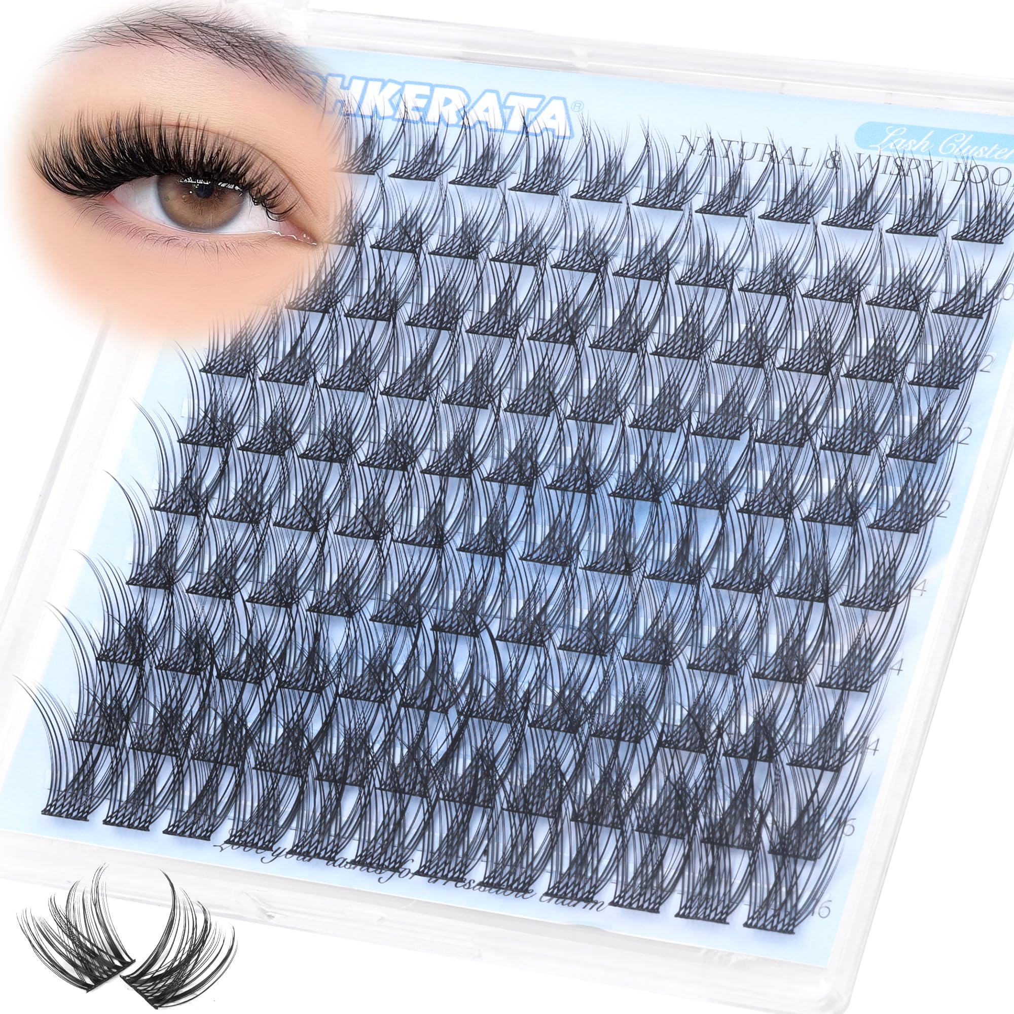 PHKERATA wispy lash clusters pack for a natural, fuller look.