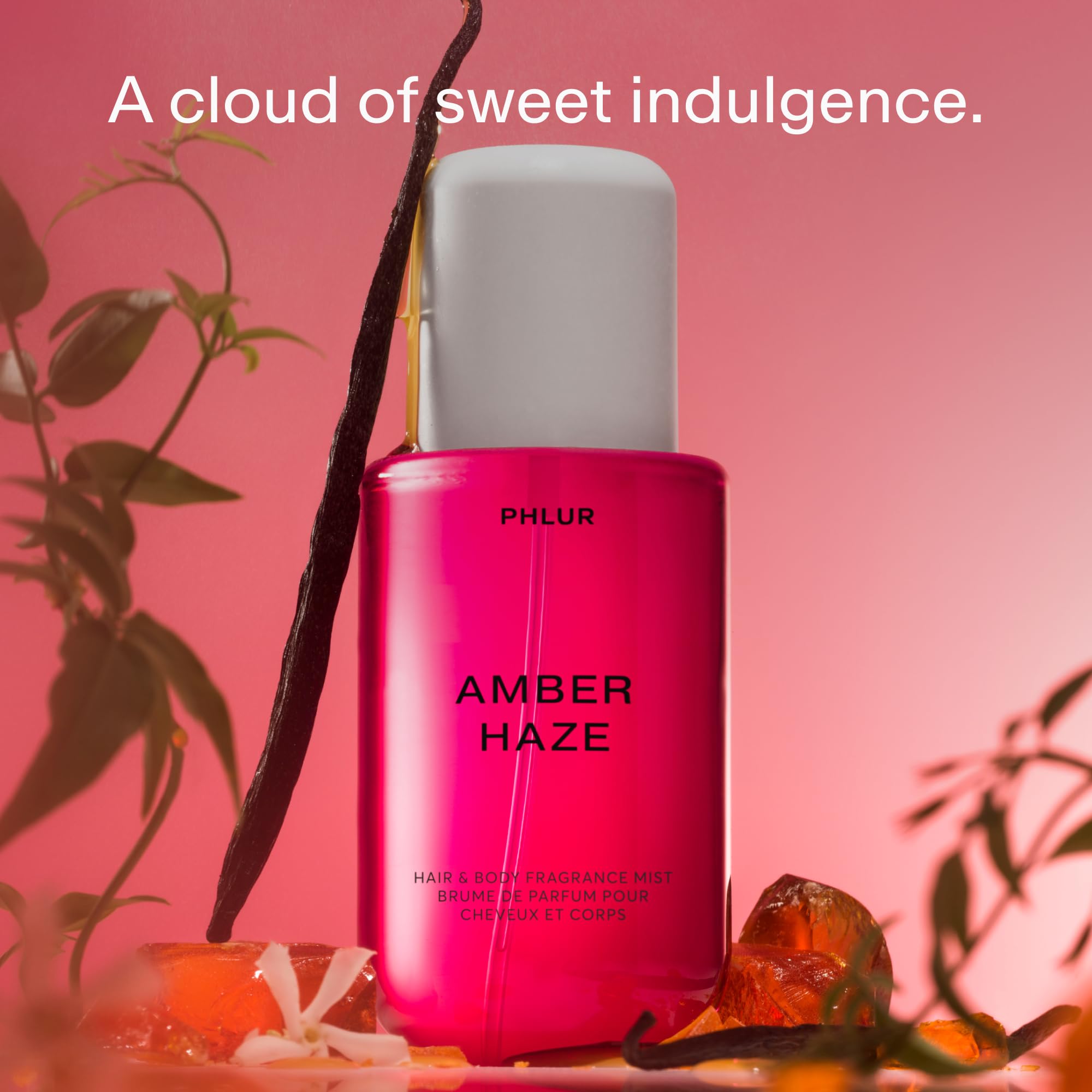 PHLUR Amber Haze hair-application spray for subtle daily fragrance.