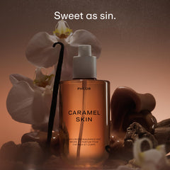 PHLUR Caramel Skin spray action demonstrating light mist for hair and body