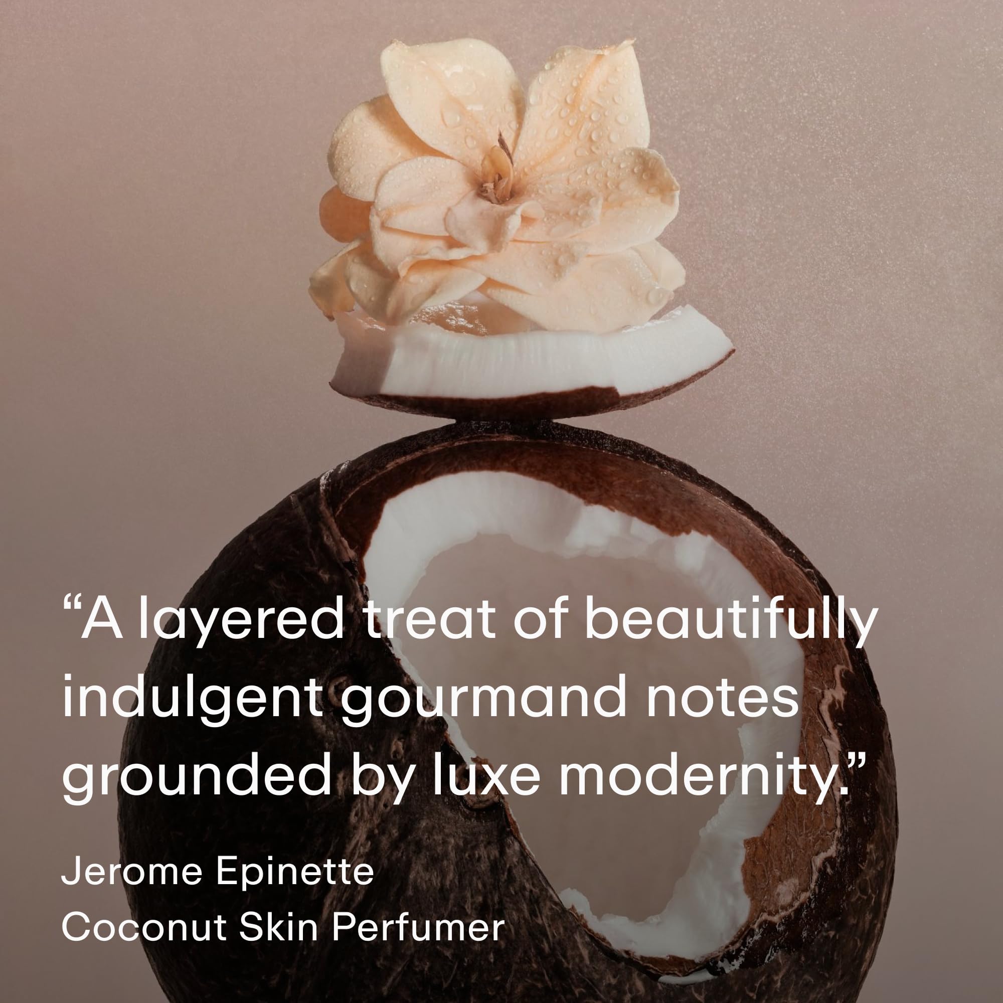 PHLUR Coconut Skin Body Mist base-notes closeup showing sandalwood and salted amber.