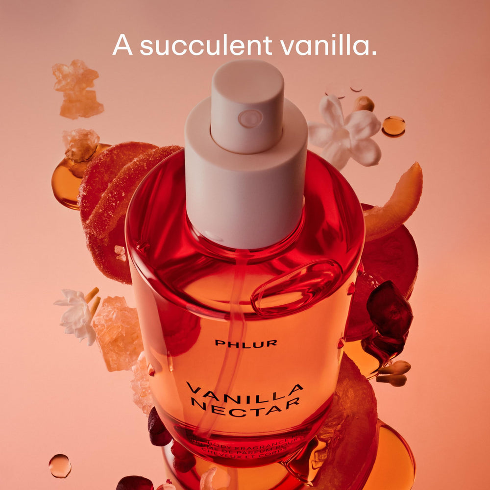 PHLUR fruit notes swirl with papaya and apricot for a bright daily scent
