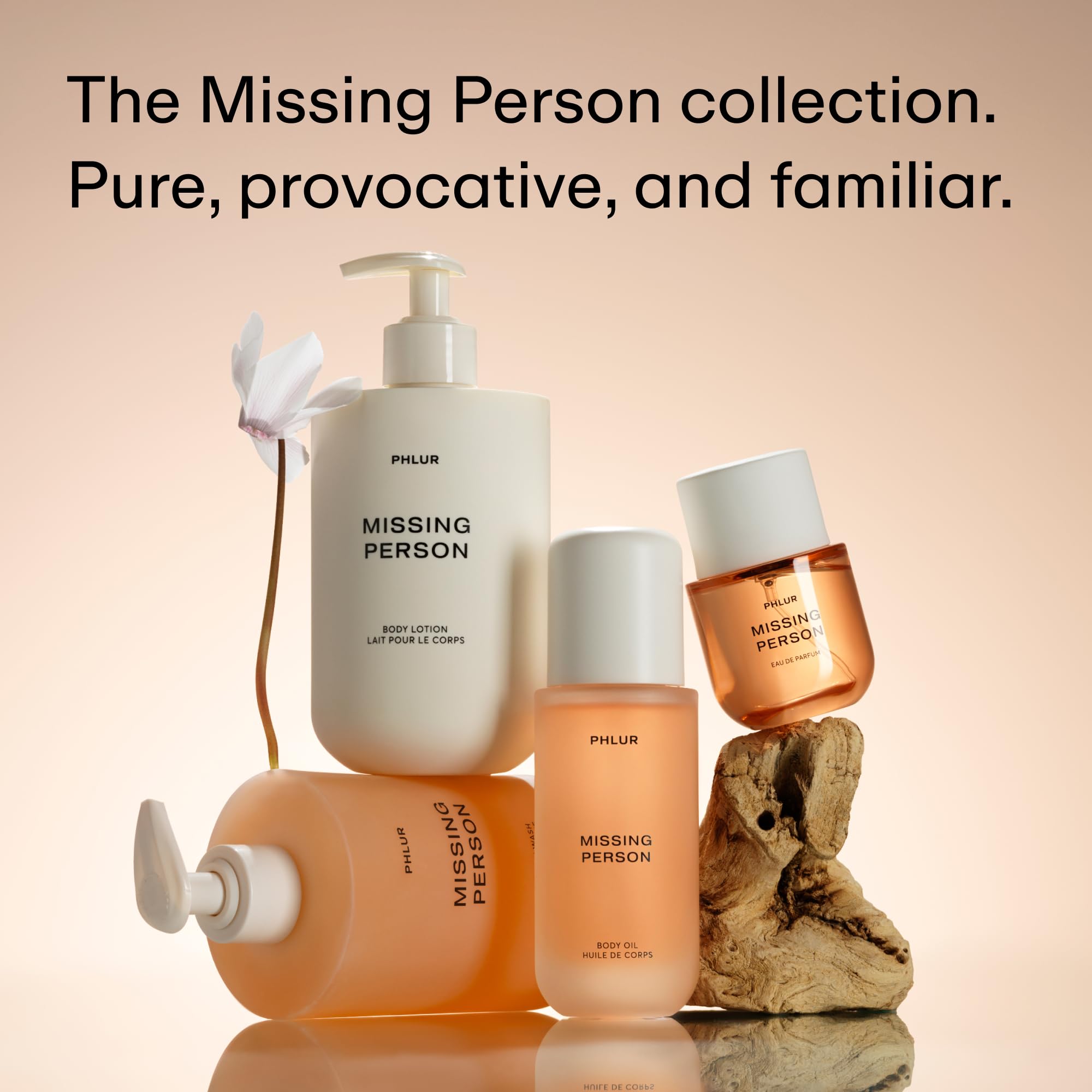 PHLUR Missing Person in-bottle view of bergamot, jasmine, sandalwood.