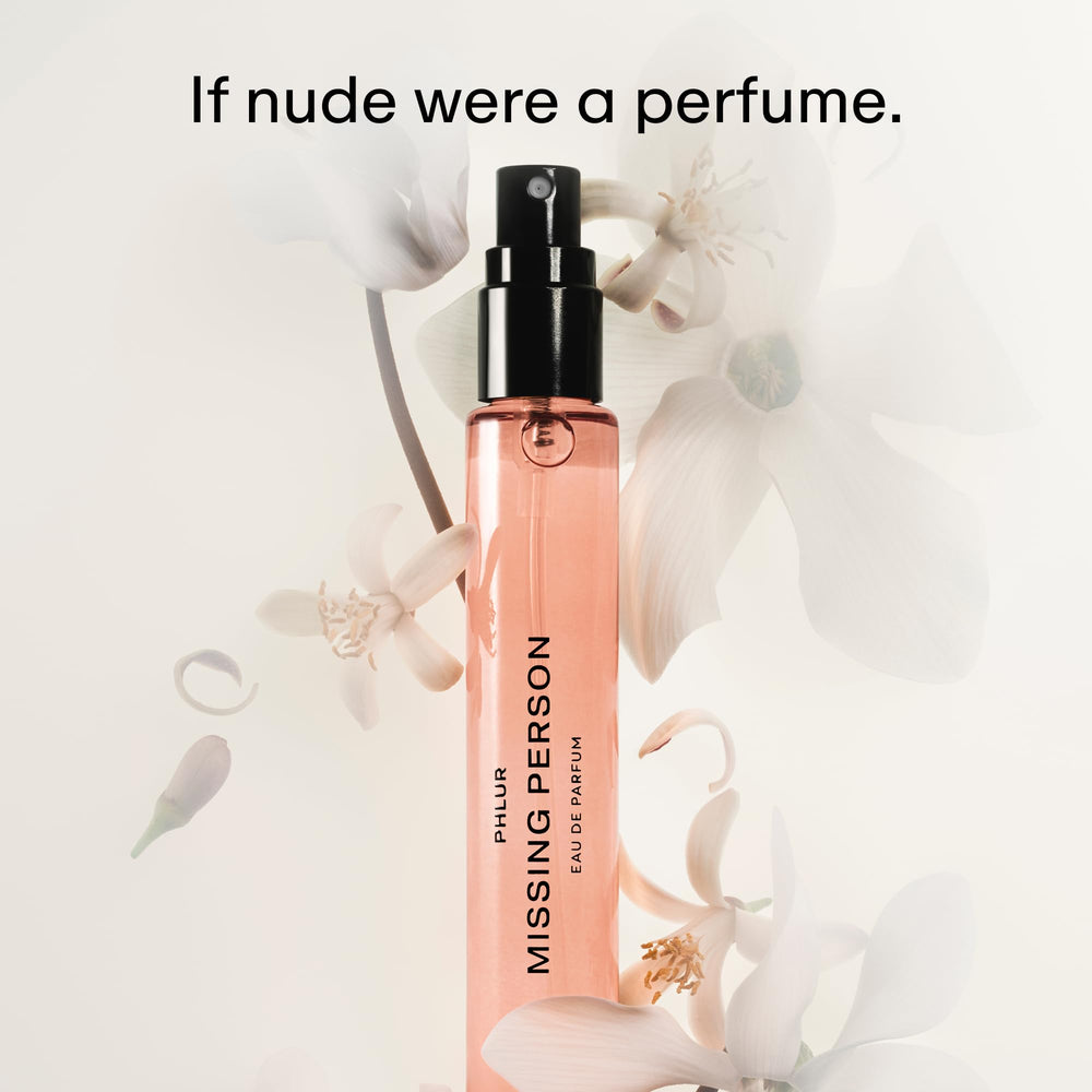 Close-up of elegant PHLUR Missing Person packaging.