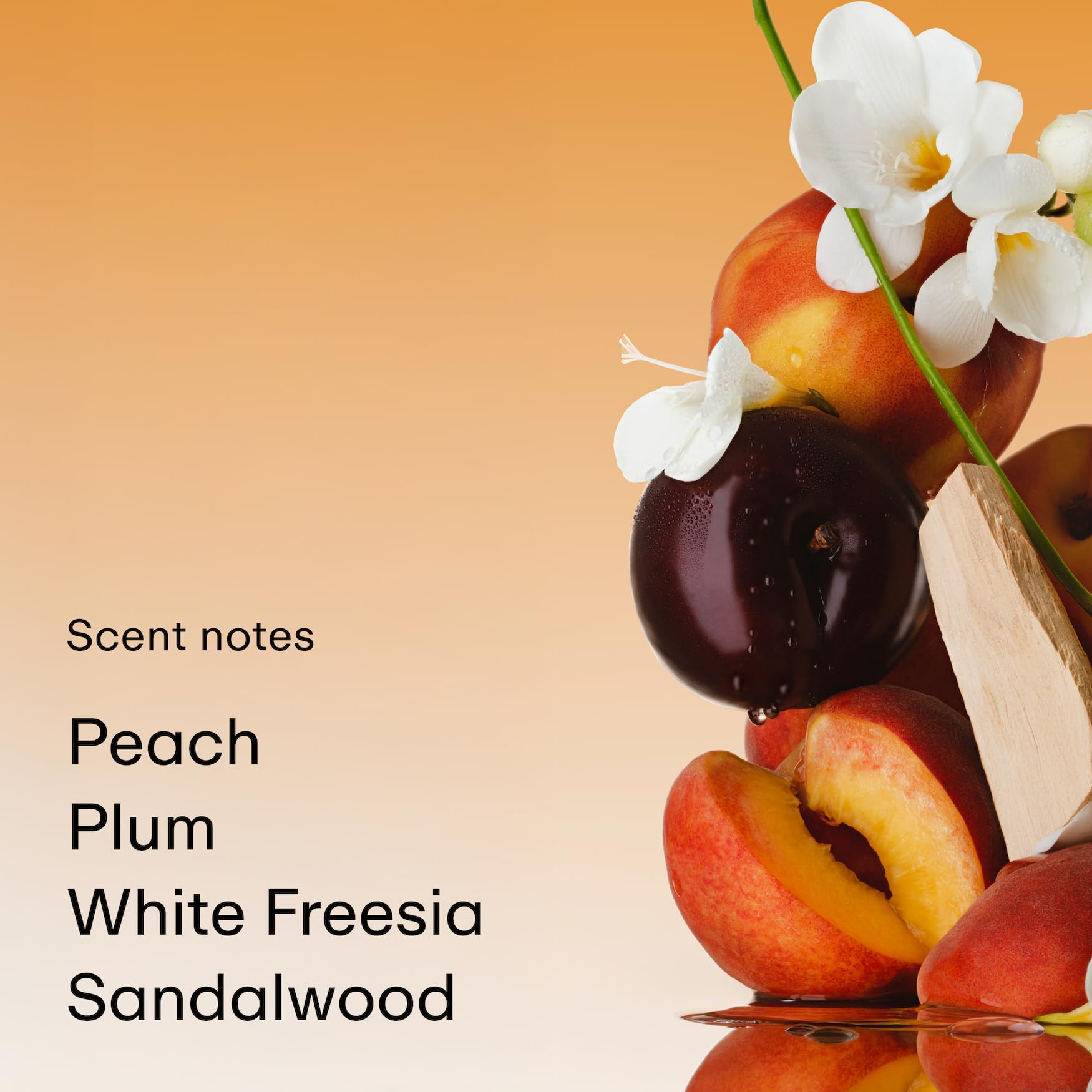 PHLUR Peach Skin Body Mist application on hair suggests versatile scent use.