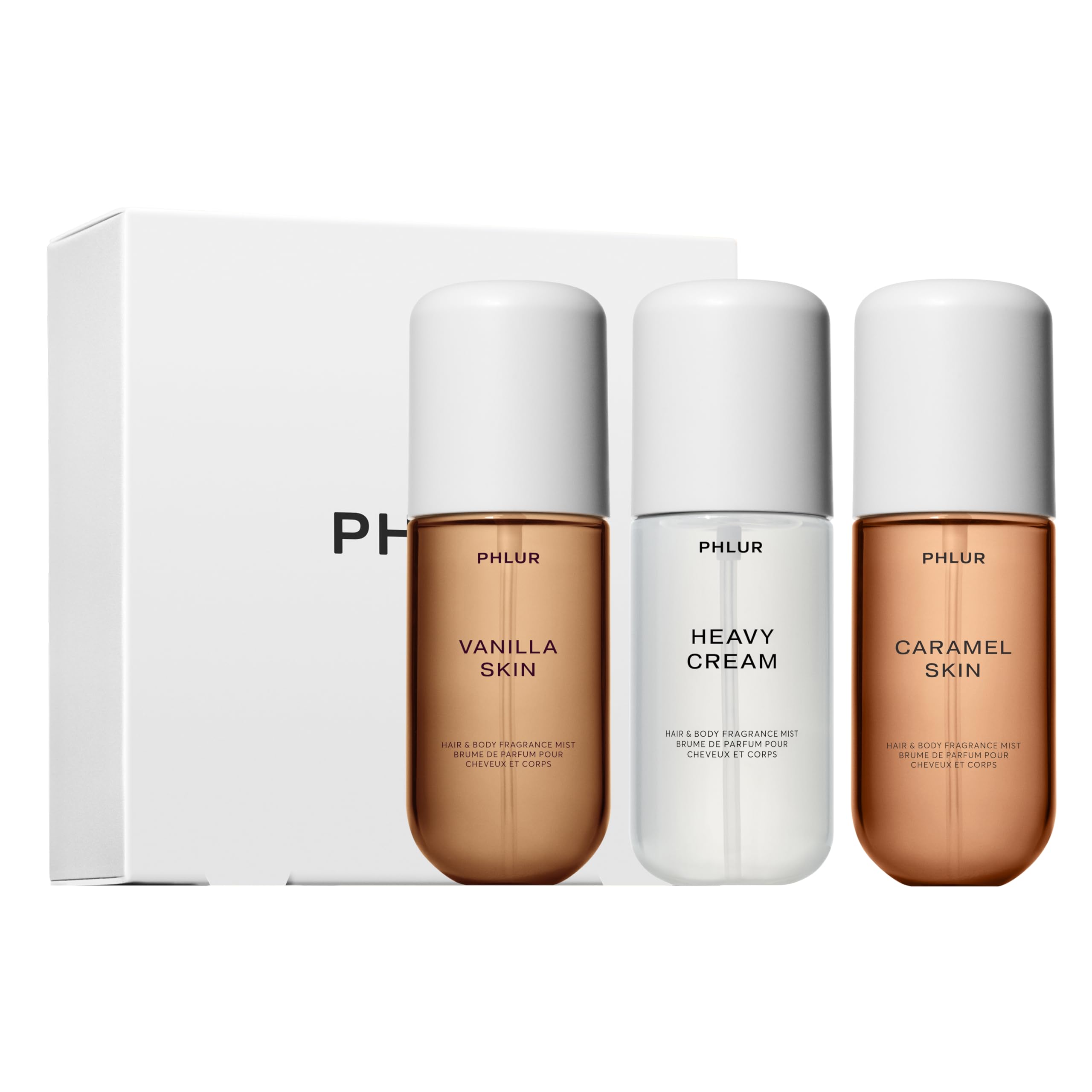PHLUR Vanilla Skin bottle on a vanity, versatile everyday fragrance option.