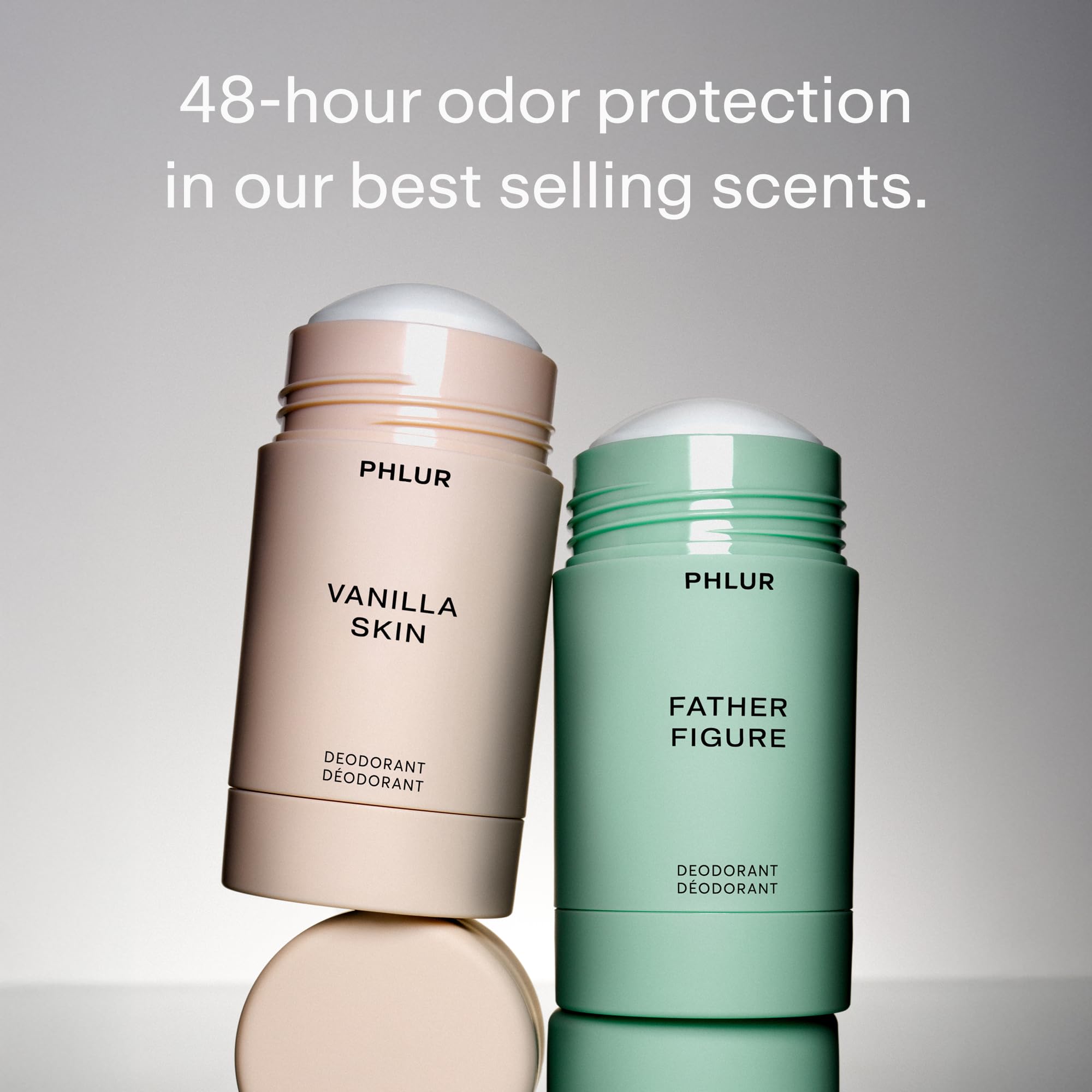 PHLUR Vanilla Skin deodorant bottle highlights travel-friendly design for on-the-go protection.