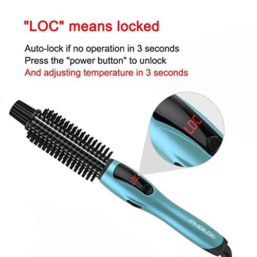PHOEBE curling iron LCD display shows precise temperature