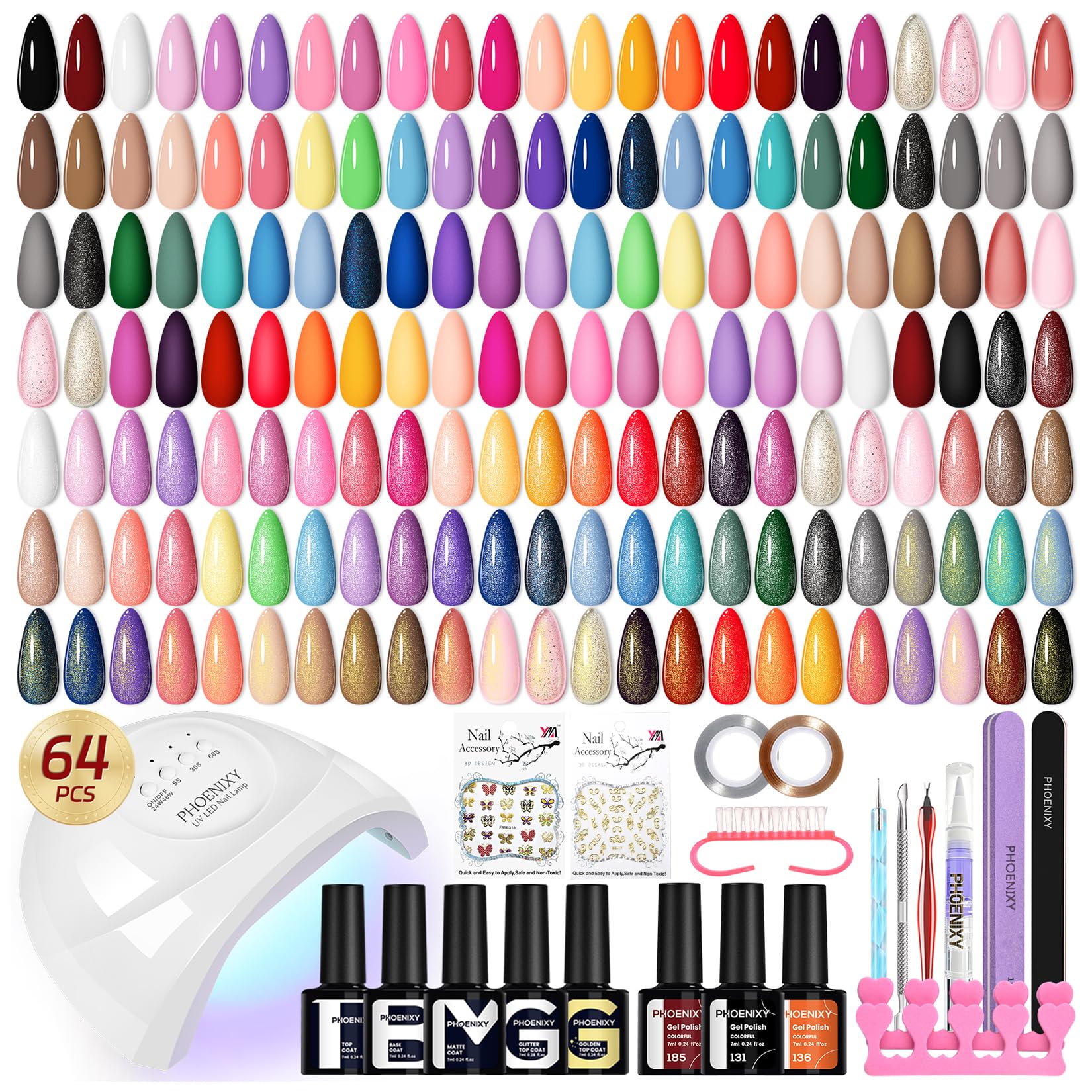Phoenixy gel nail kit with UV lamp for fast, even curing at home