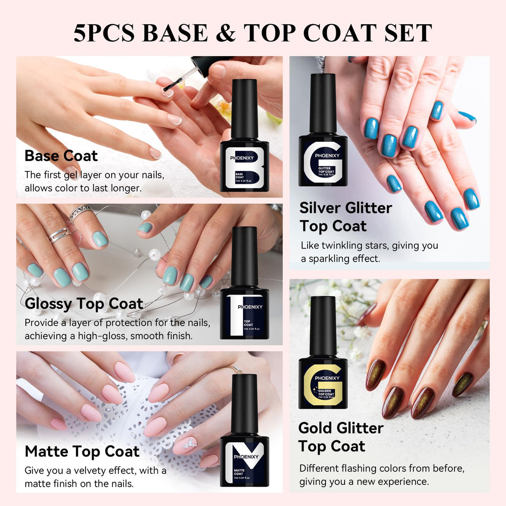 Phoenixy silver glitter top coat provides shimmering accents for party looks.