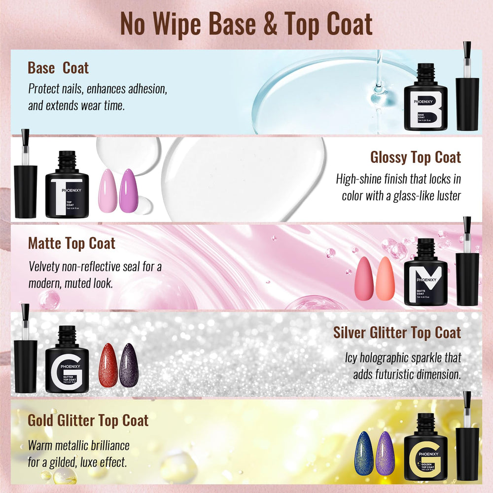 Phoenixy gold glitter top coat creates luxurious accents for party-ready nails