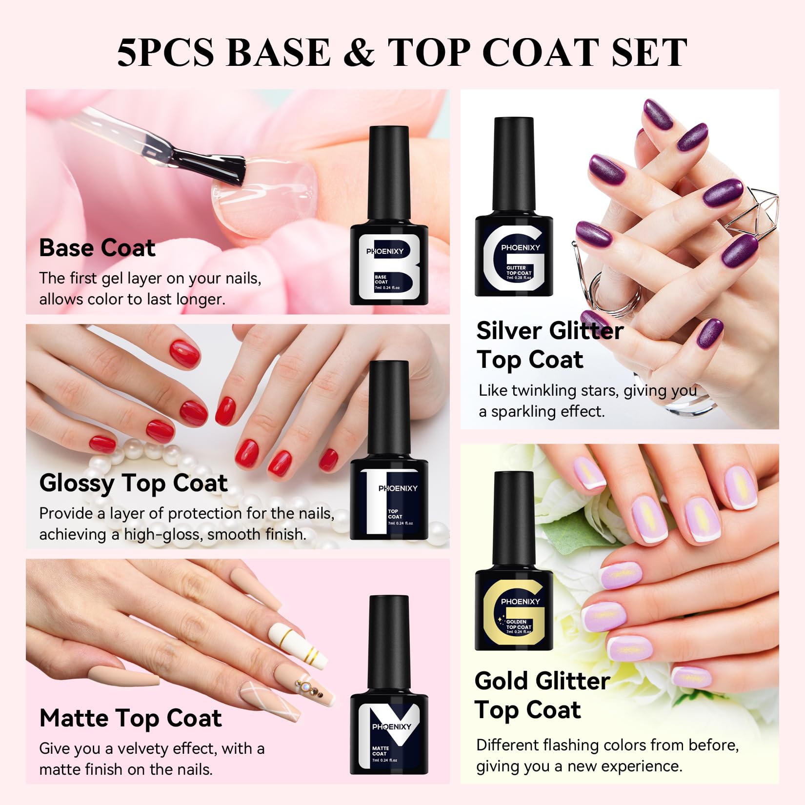 Phoenixy matte top coat bottle illustrating modern velvet finish for contrast looks.