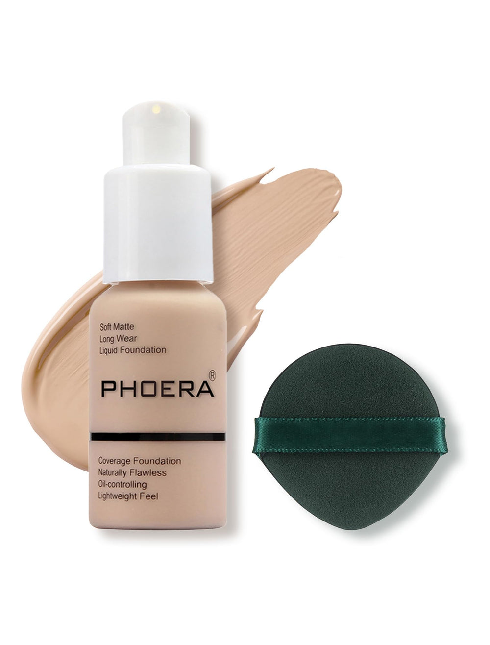 Phoera base fluida mate 102 Nude, cobertura uniforme para piel clara.