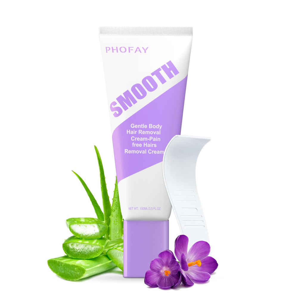 PHOFAY hair removal cream packaging, travel-size tube, ideal for sensitive skin.
