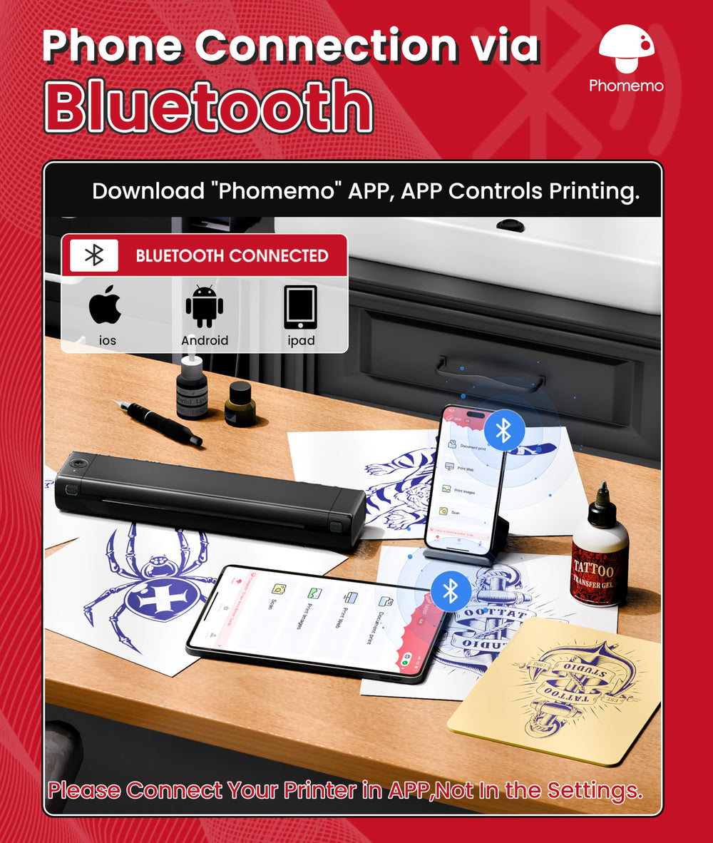 Phomemo AI image generation in App helps design tattoos.