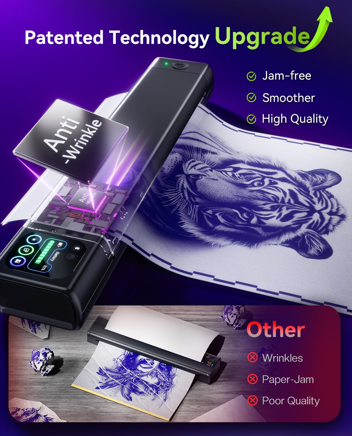 Phomemo M08F Plus smart app interface with editing and previews