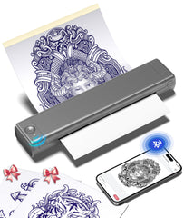 Phomemo M08F tattoo stencil printer front view showing portable design for mobile studios.