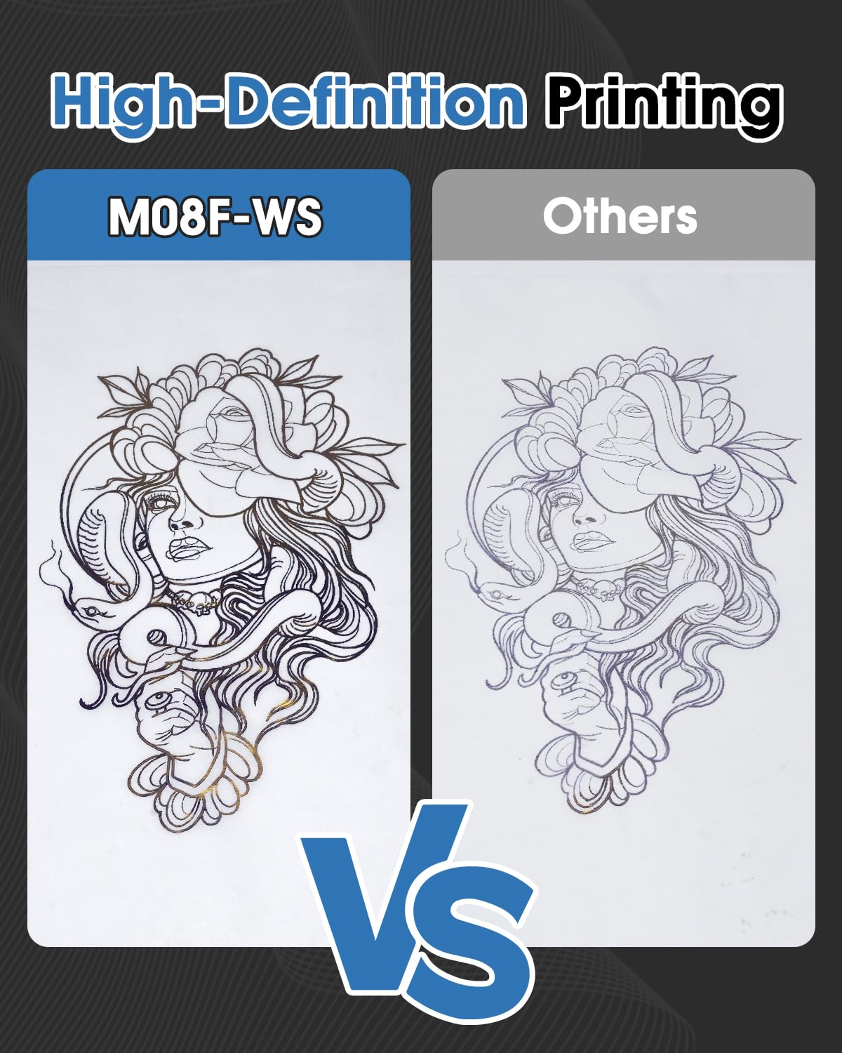 Phomemo M08F transfer paper included for instant stencil tests.
