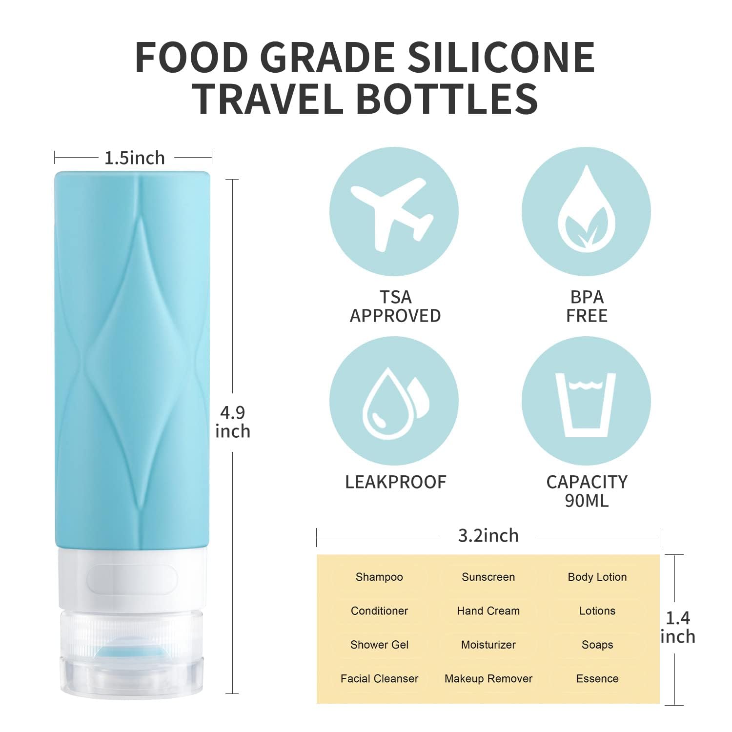 PHOVSUV cosmetics travel kit use illustrating convenient packing for shampoo and lotion