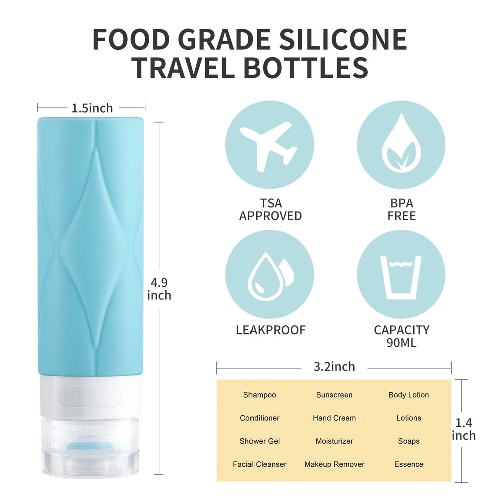 PHOVSUV cosmetics travel kit use illustrating convenient packing for shampoo and lotion