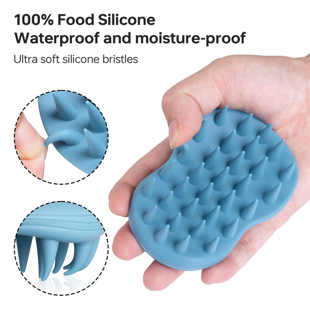 PHOVSUV soft silicone bristles protect the scalp during cleansing