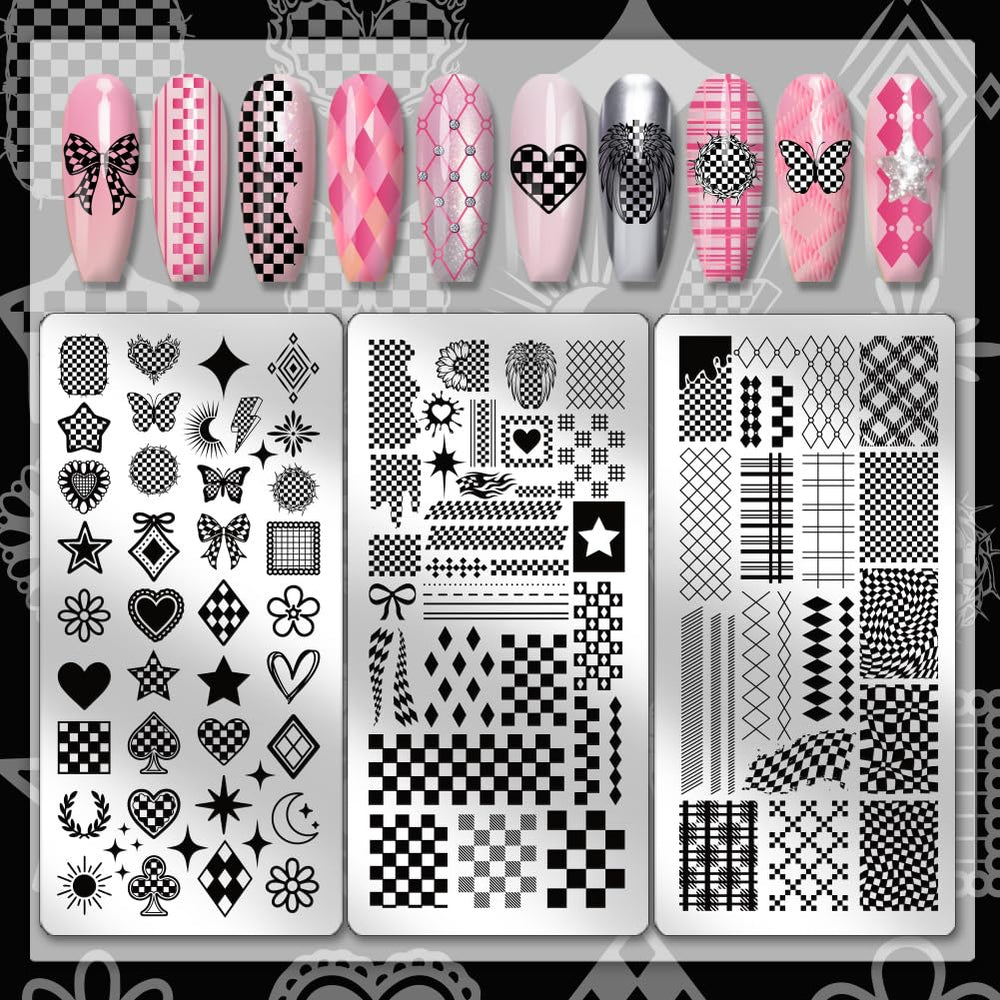 PH PandaHall geometric nail stencil enables bold patterns on nails.