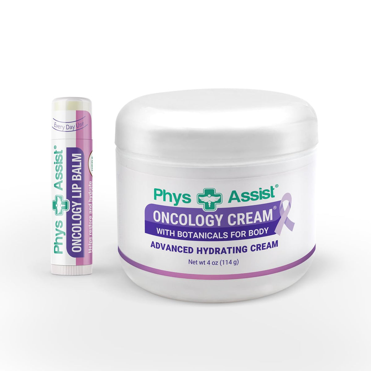 PhysAssist crema oncológica 4oz envase: hidratación suave para piel seca.