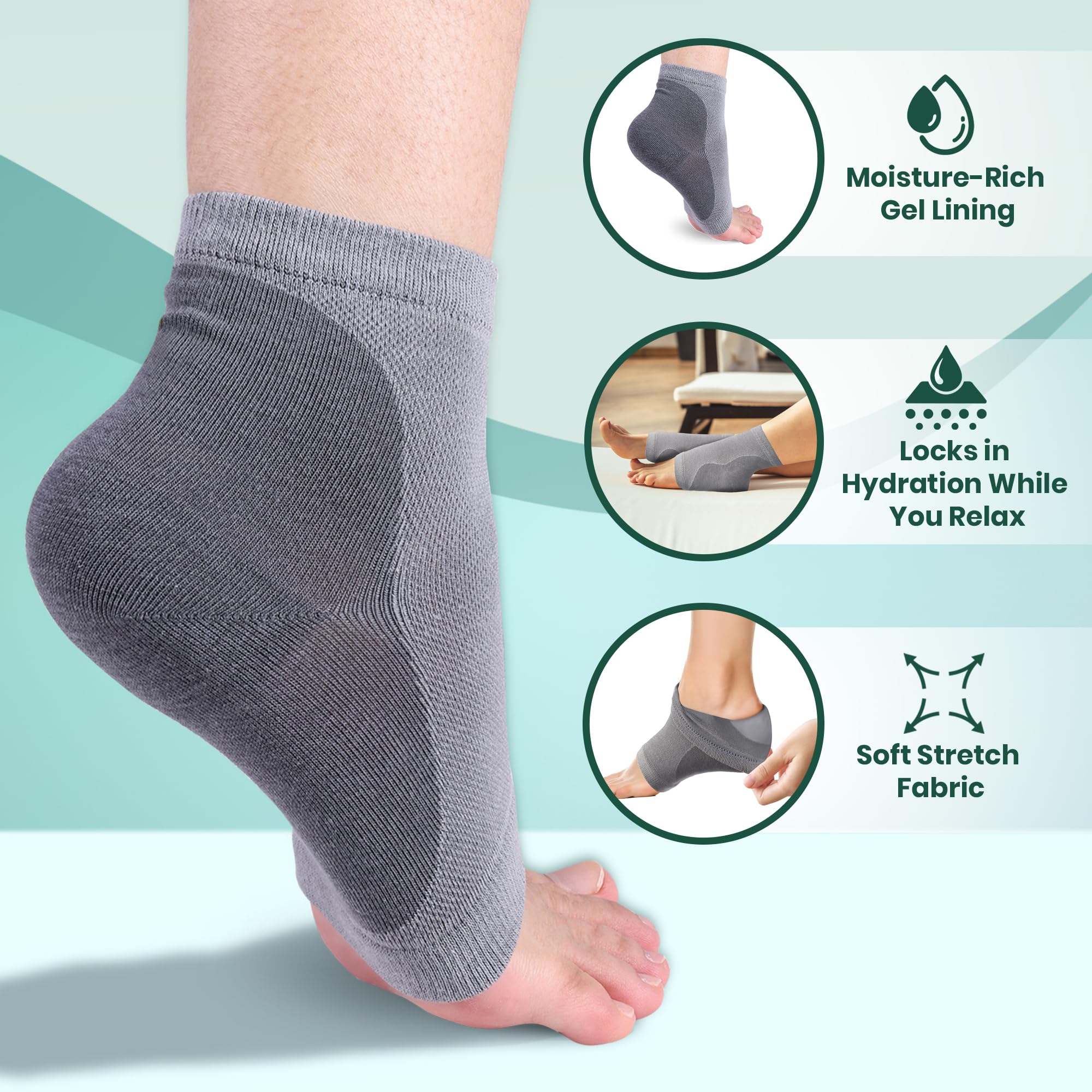 PhysFlex Moisturizing Socks showing gradual heel improvement